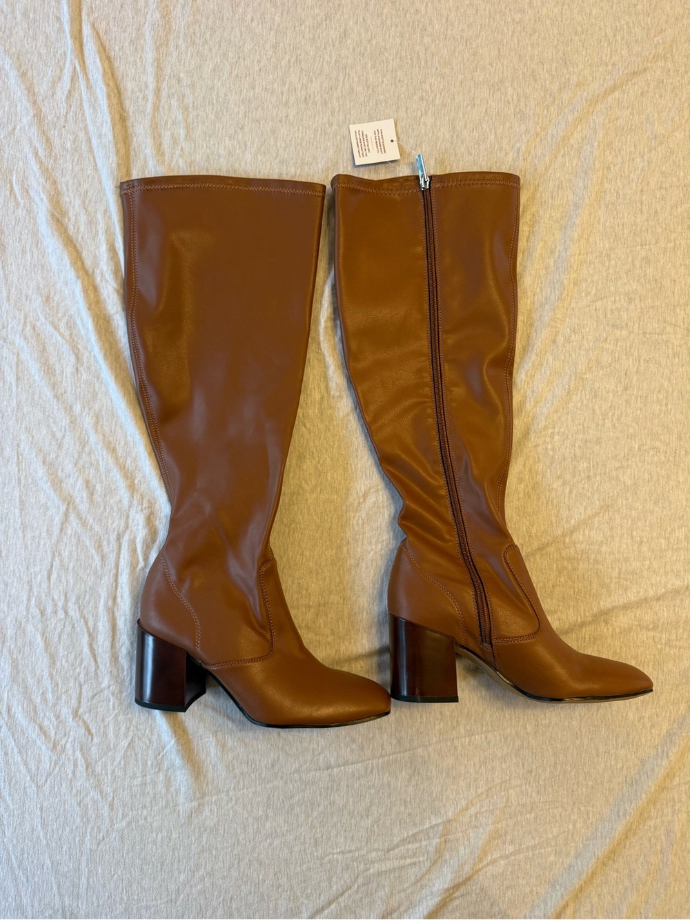 Women's Brown Knee-High Block Heel Boots